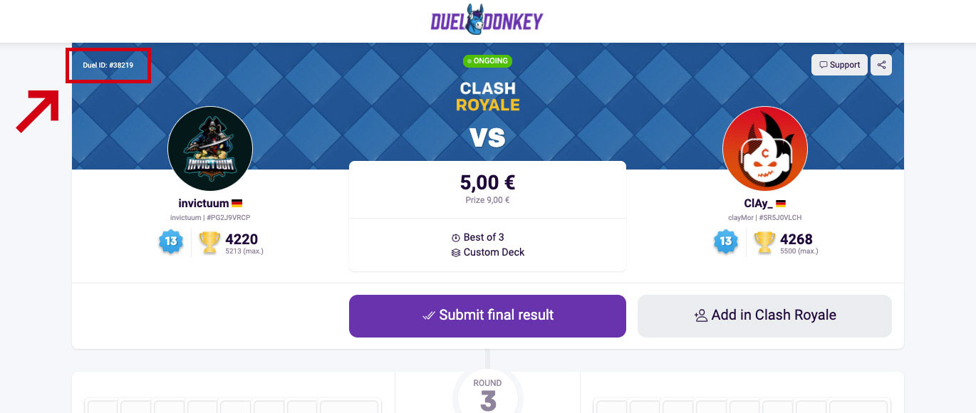 Screenshot DuelDonkey Duel Detail