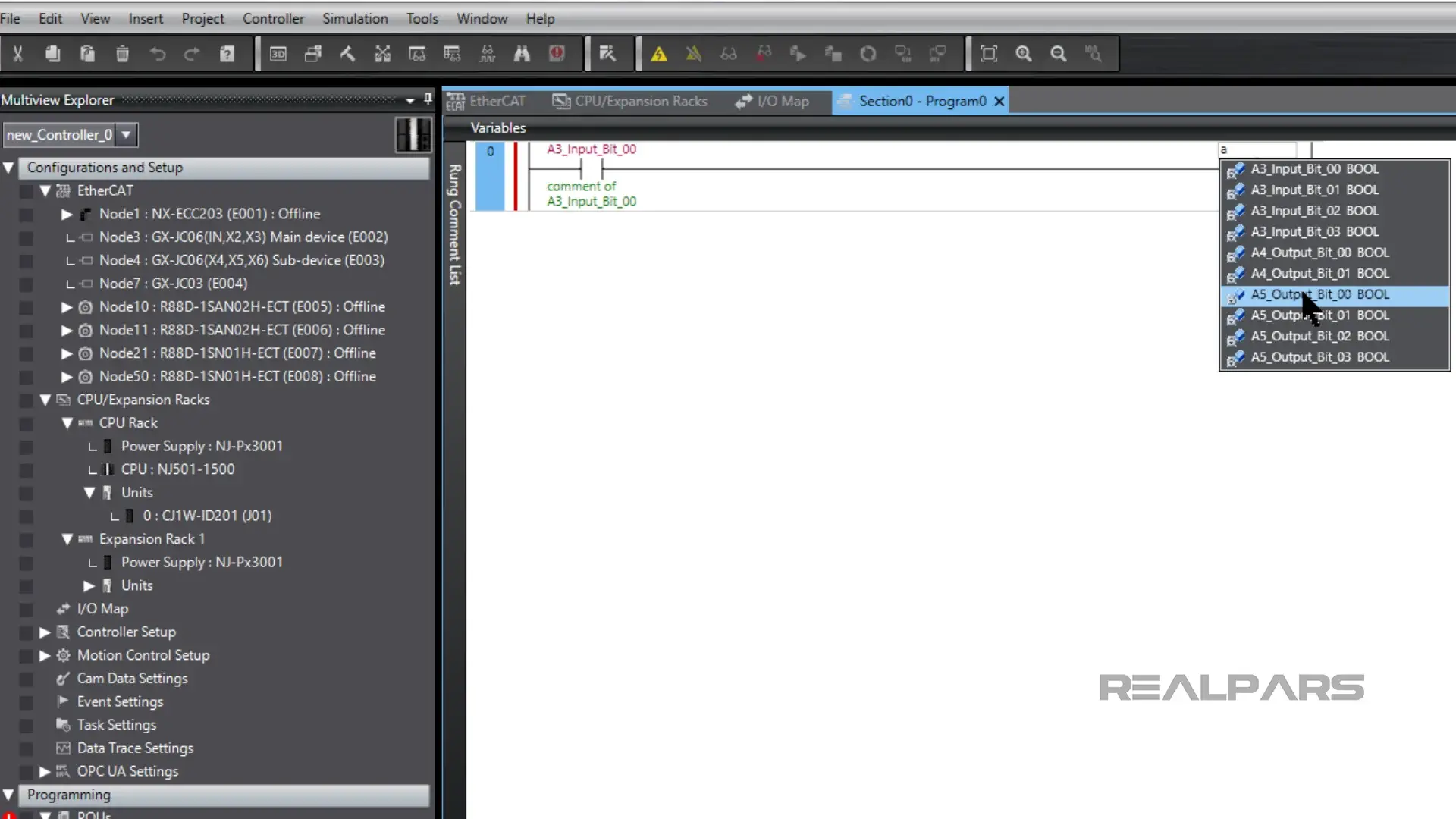 Assign variables imported from EPLAN into Sysmac Studio