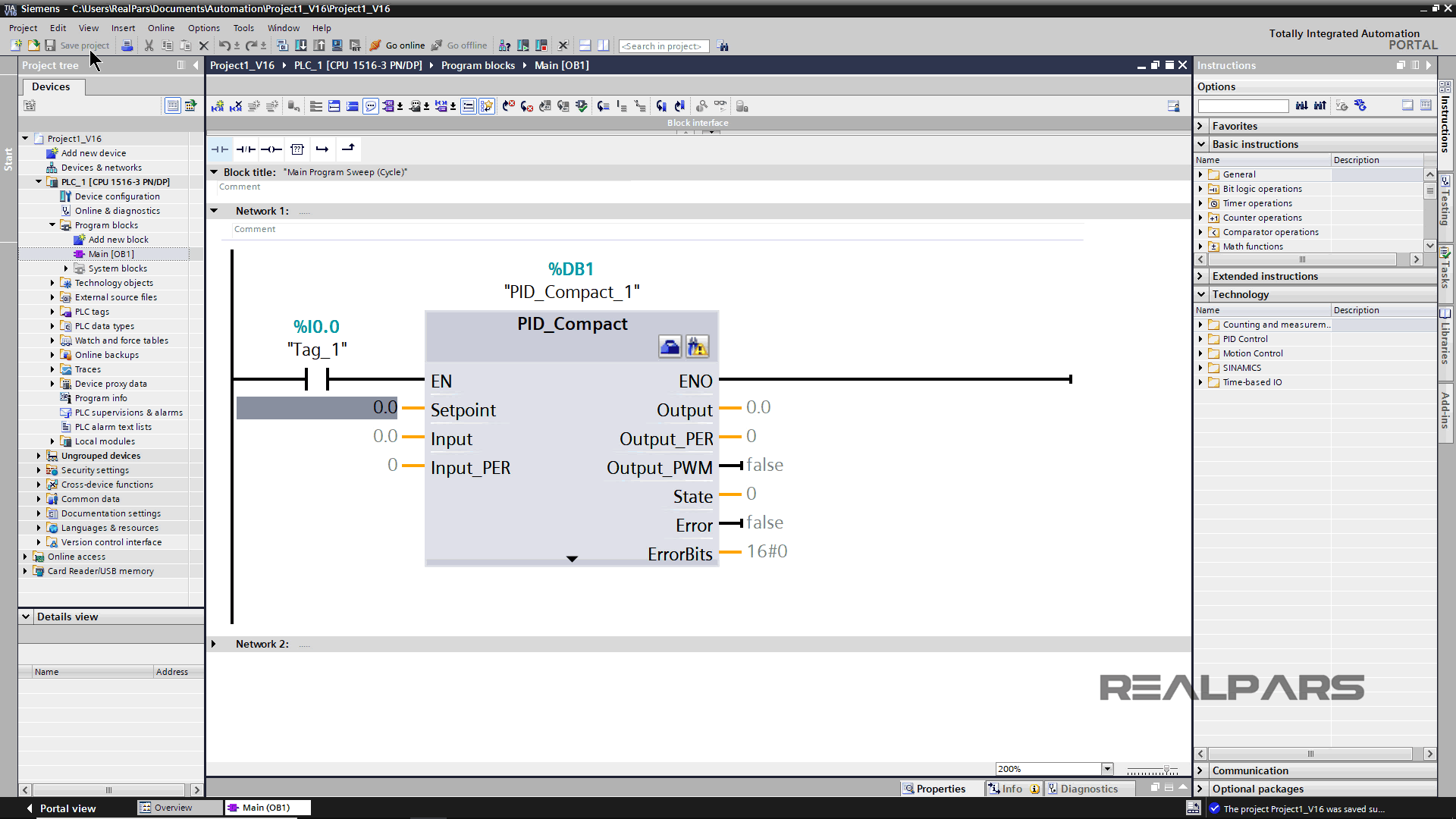 Start TIA Portal version 16