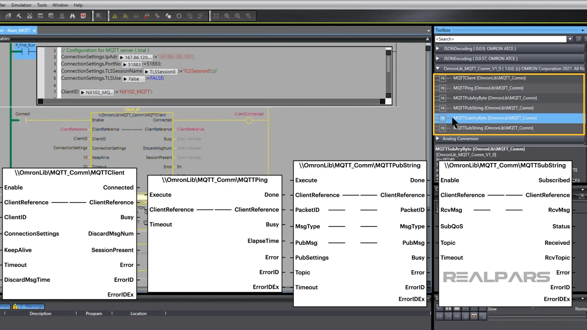 Sysmac Studio’s MQTT Library