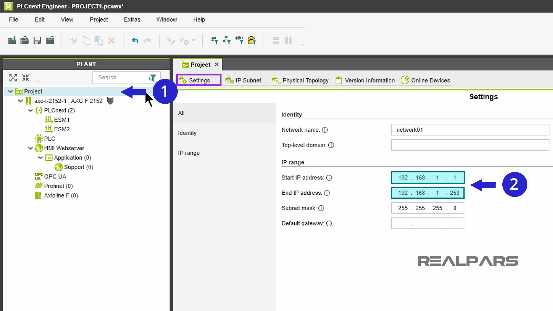 PLCnext Engineer IP Range