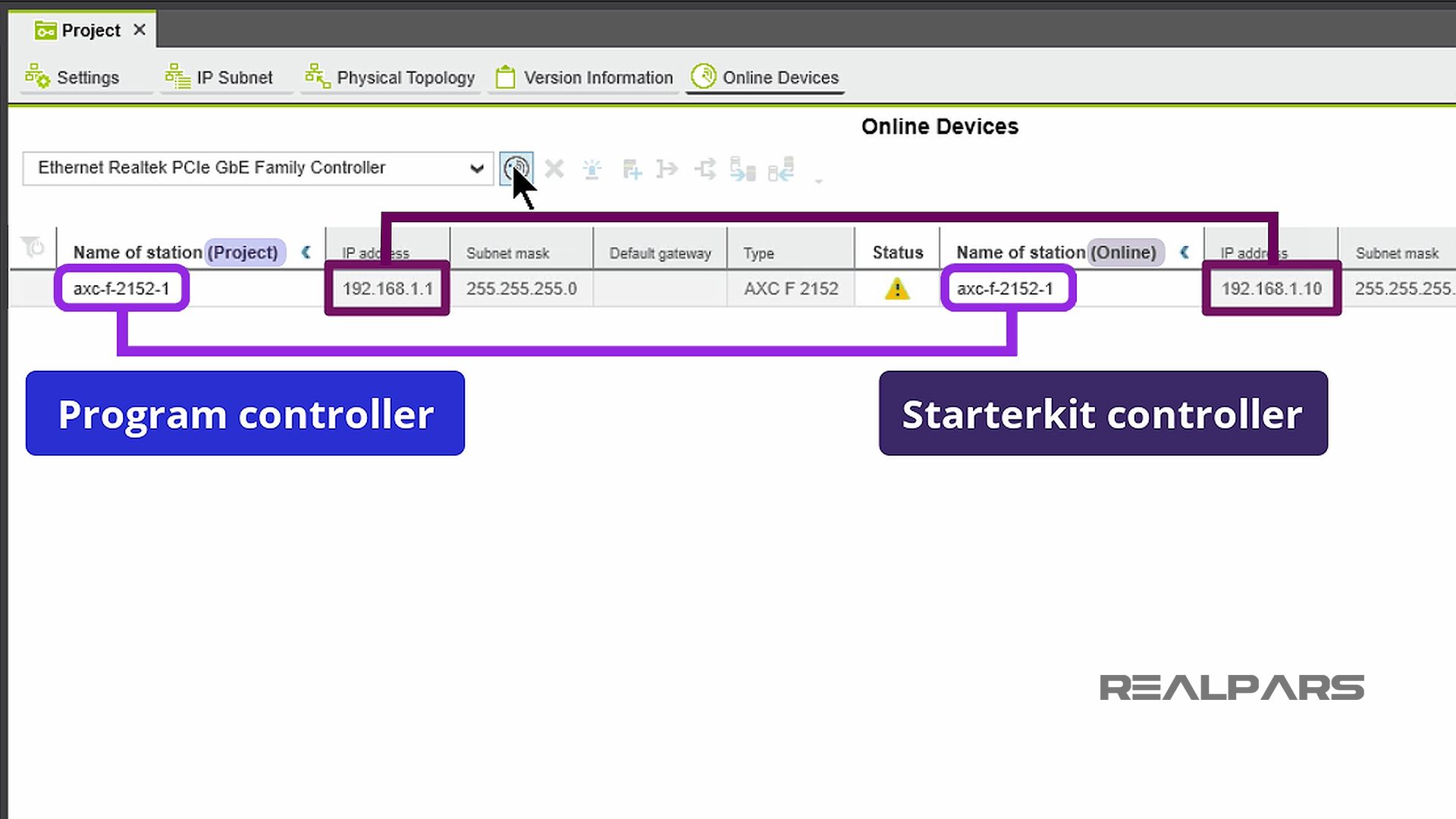 Project Controller and Online Controller