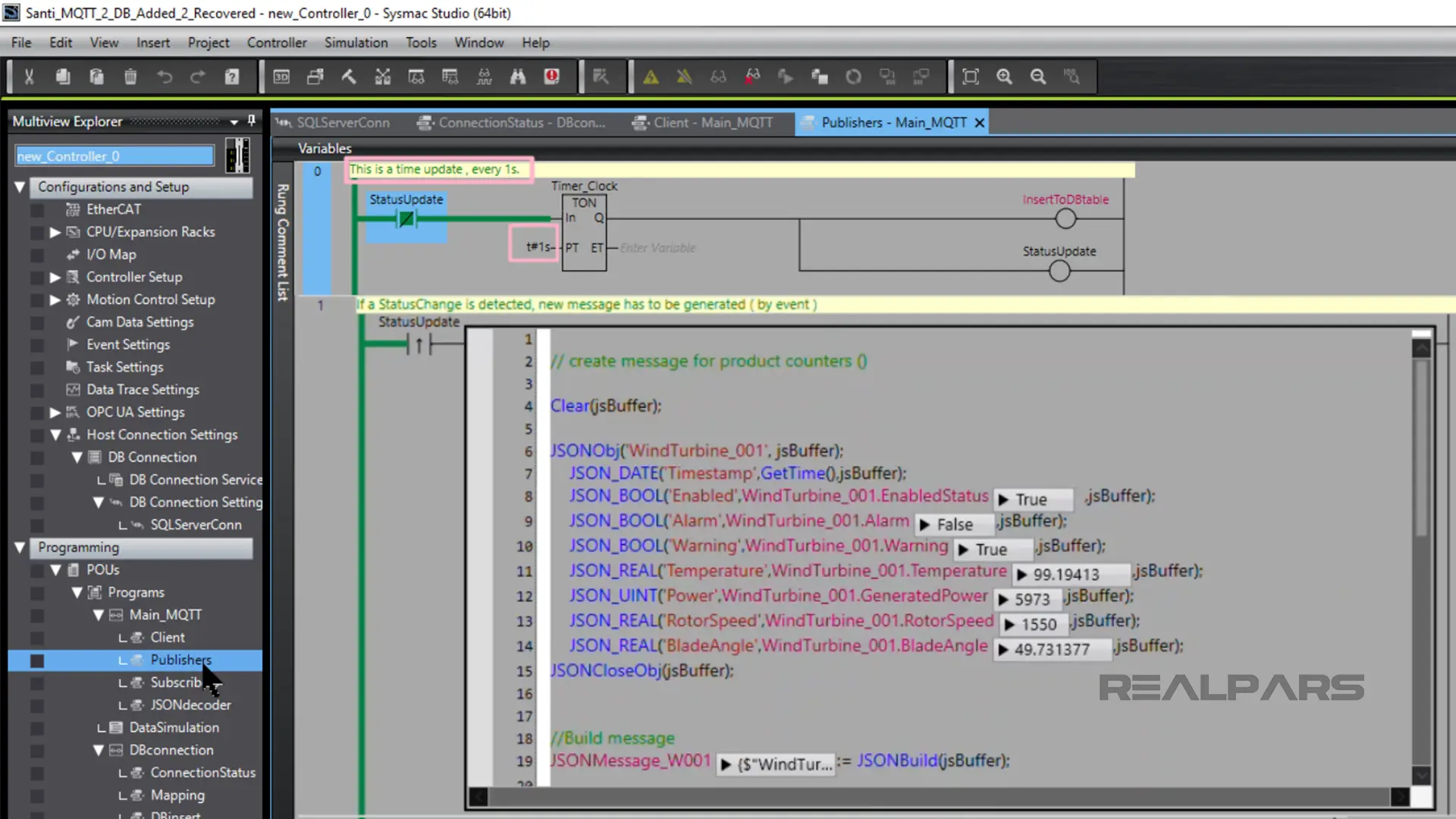 JSON-encoded wind turbine data