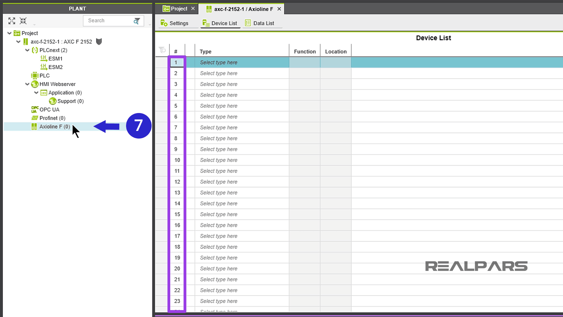 PLCnext Axioline Slot Numbers