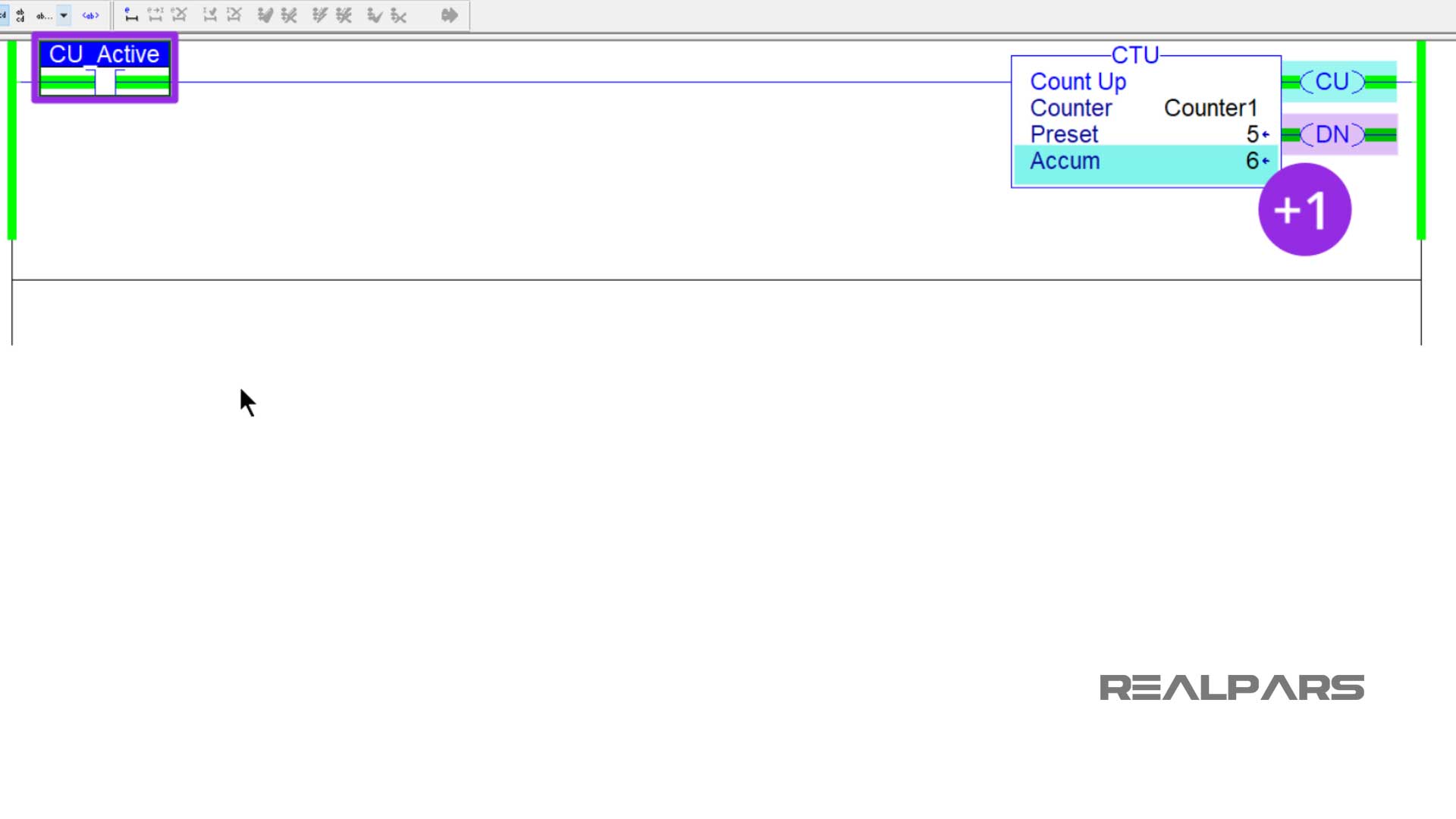 Count-up counter accumulated value increasing