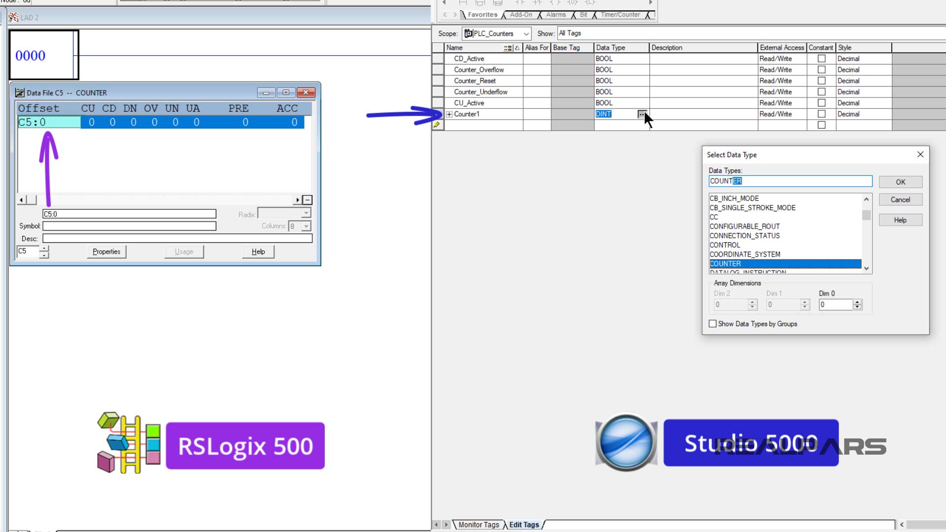 PLC counter file name