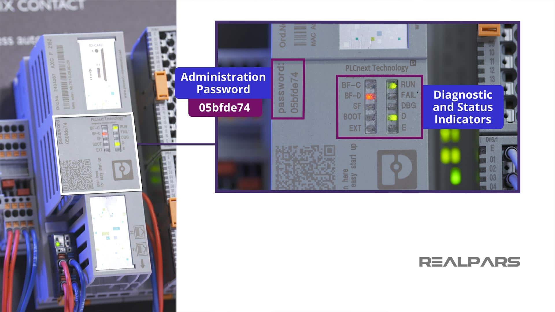 Administration Password and Status LED indicators