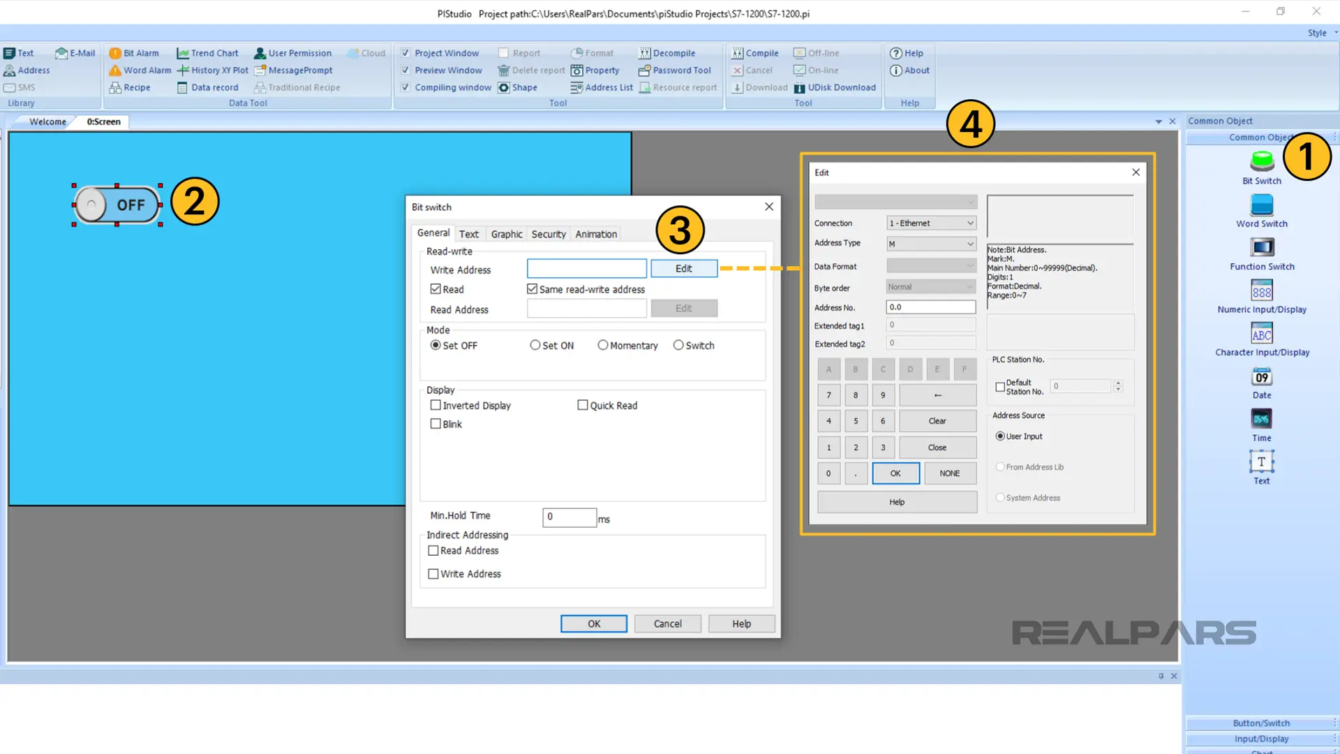 Bit Switch object in piStudio