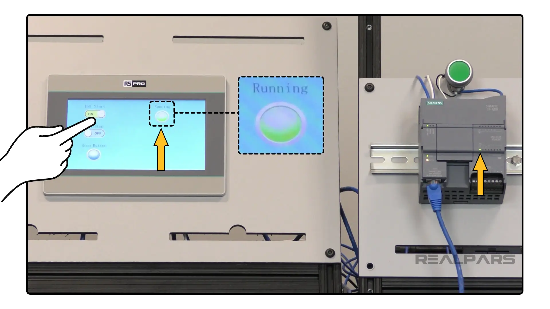 Testing the HMI Start bit switch