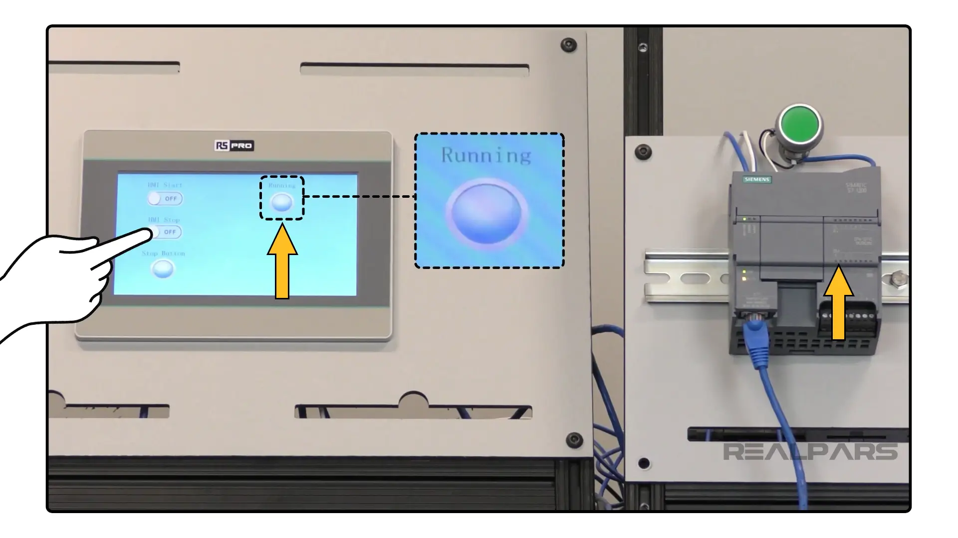 Testing the HMI Stop bit switch