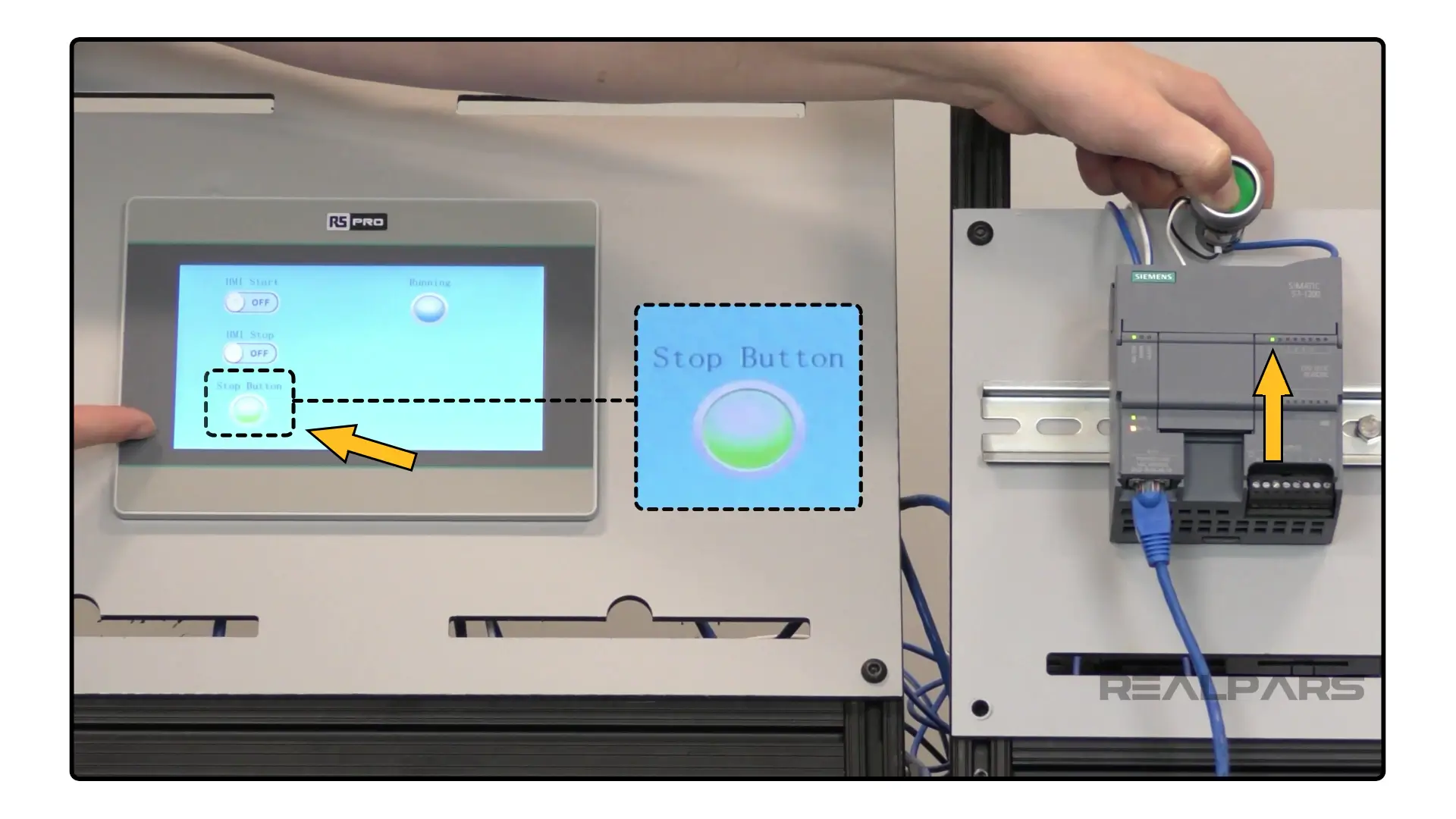 Testing the physical input I0.0 of the PLC