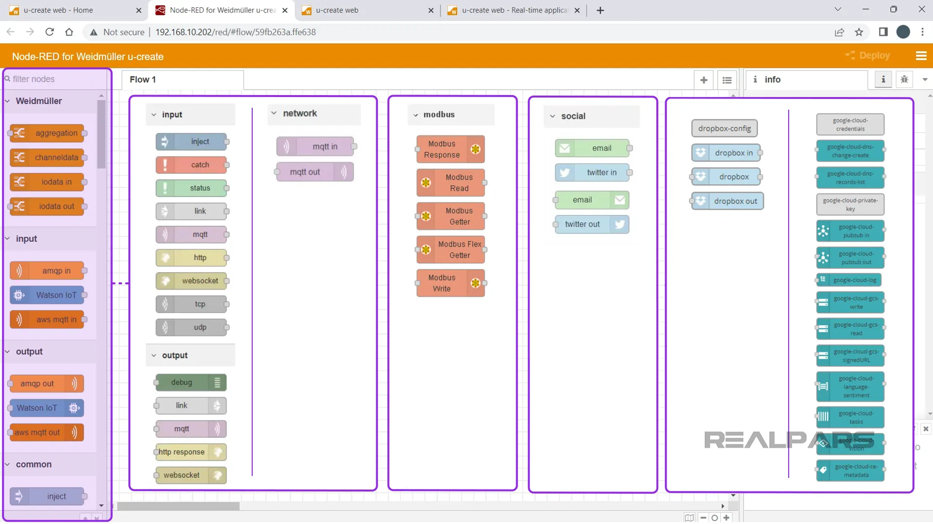 Node-RED pre-built nodes