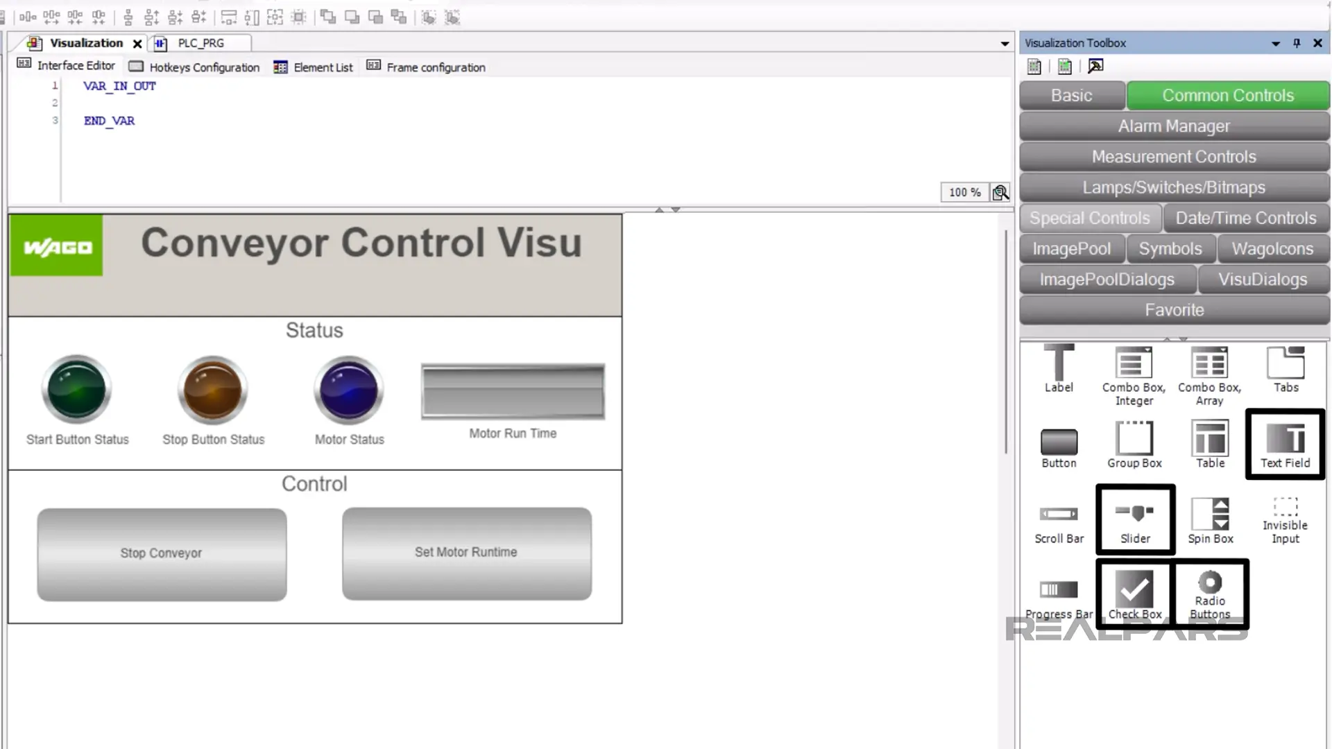 CODESYS visualization controls