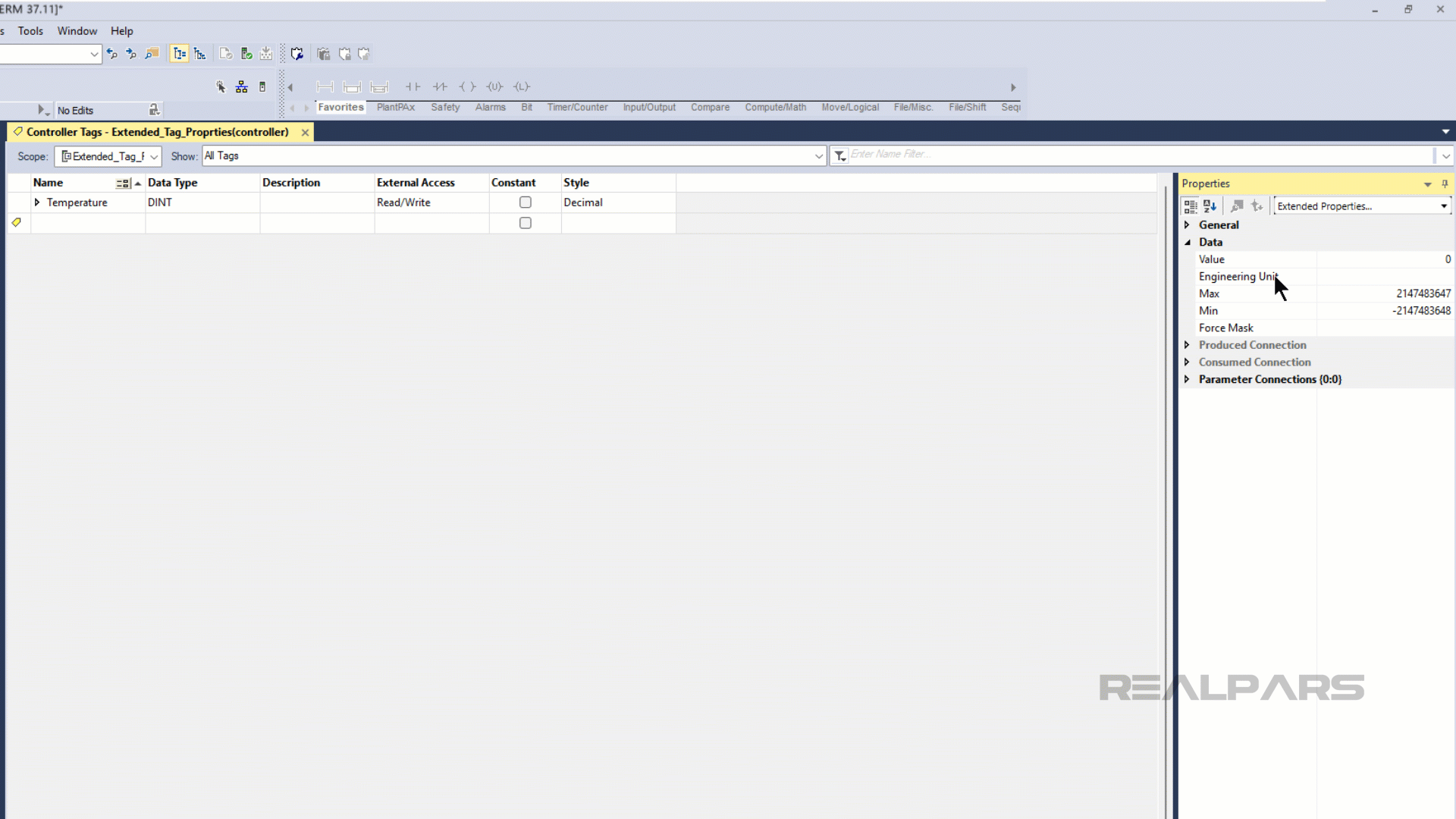 Configuring Extended Tag Properties.