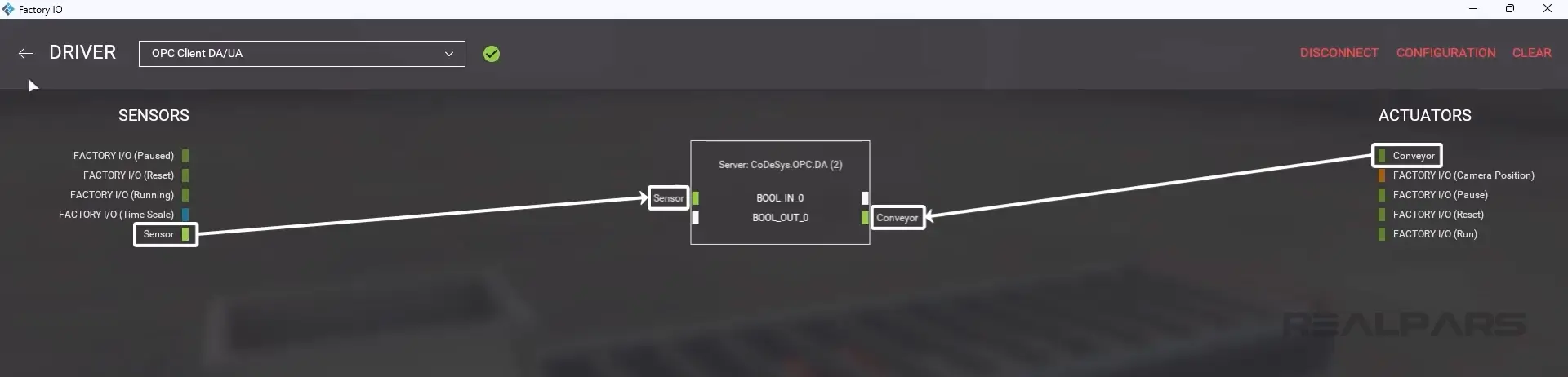 Map the Sensors and Actuators in Factory IO