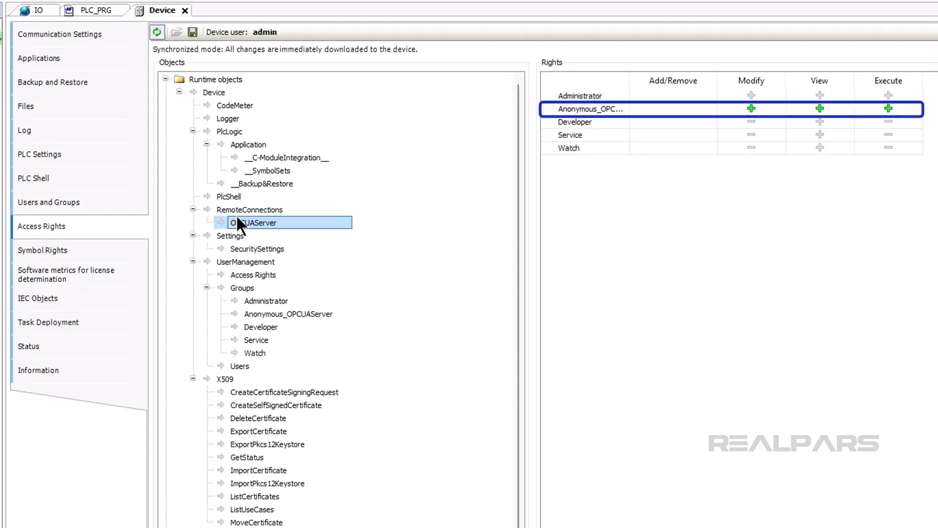 Configure OPC UA server in CODESYS