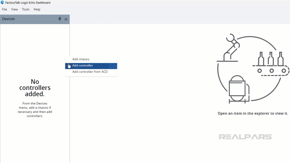Add a new controller in Logix Echo