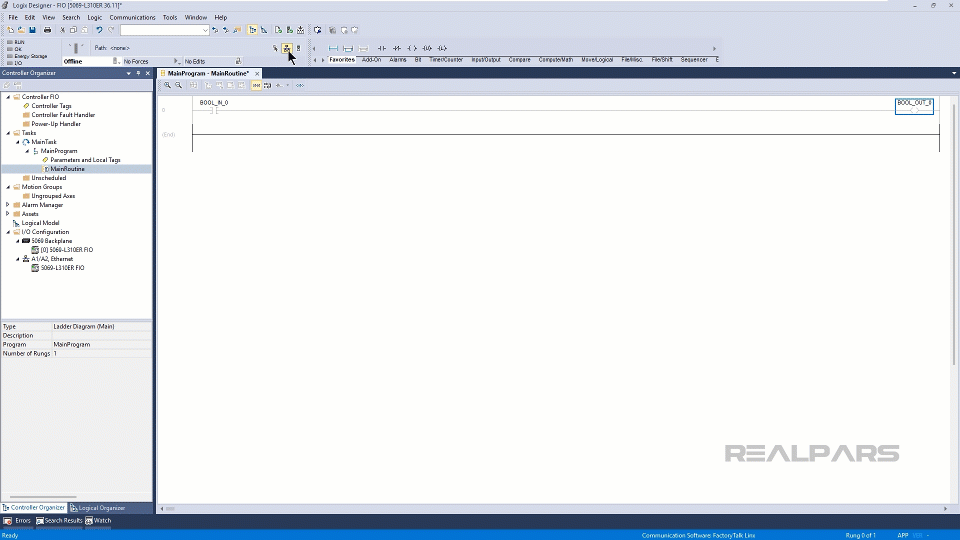 Download the project to the Logix Echo emulated PLC