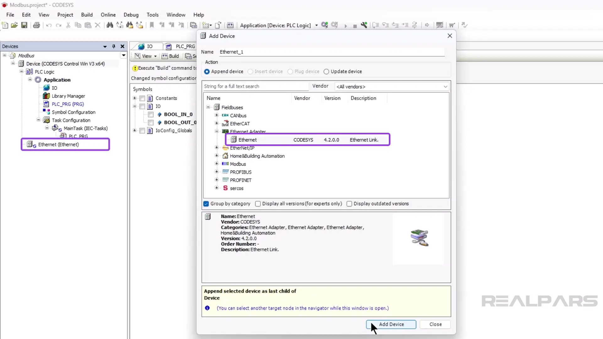 Configure Modbus communication in CODESYS