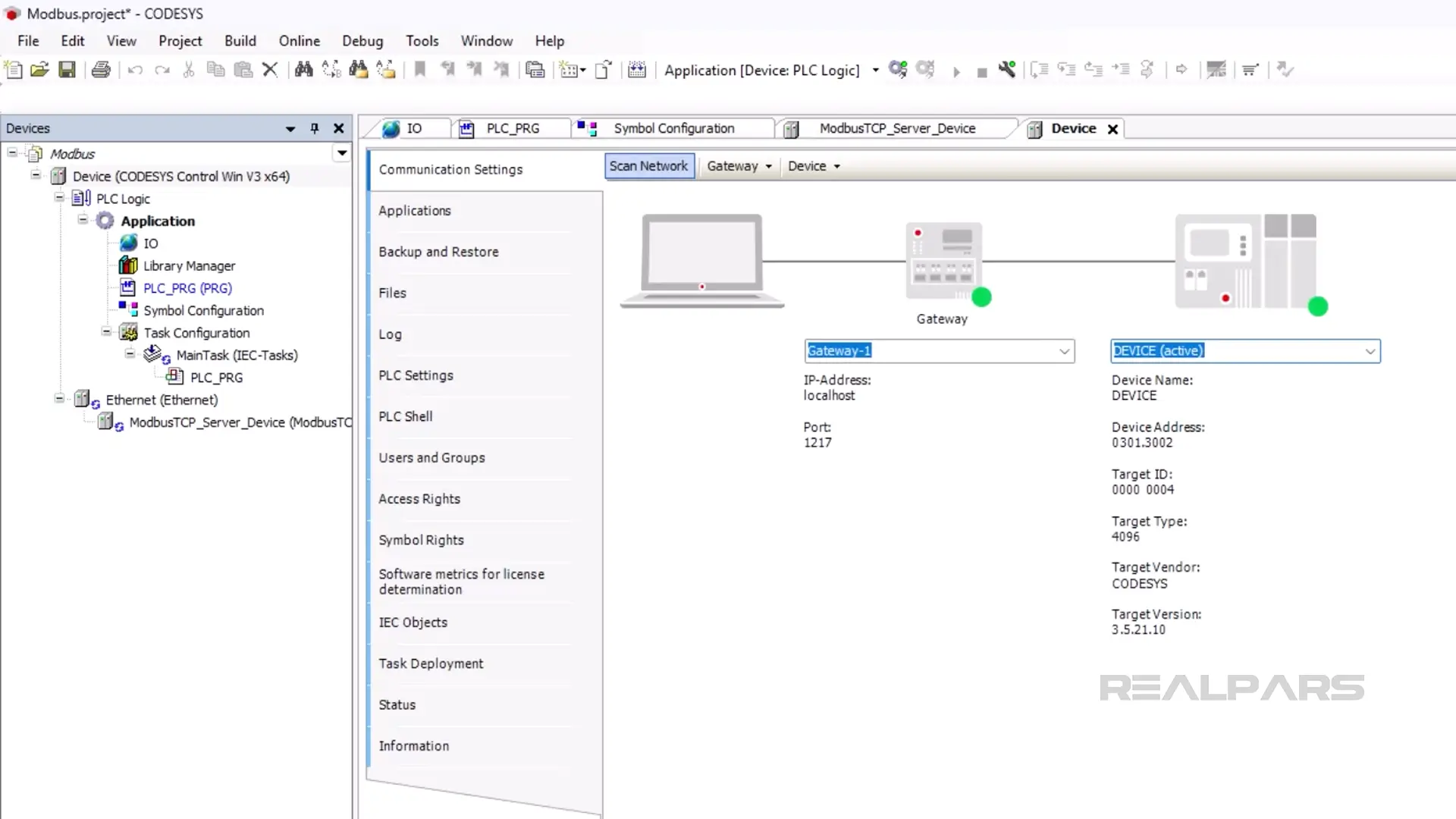 Set the communication path in CODESYS
