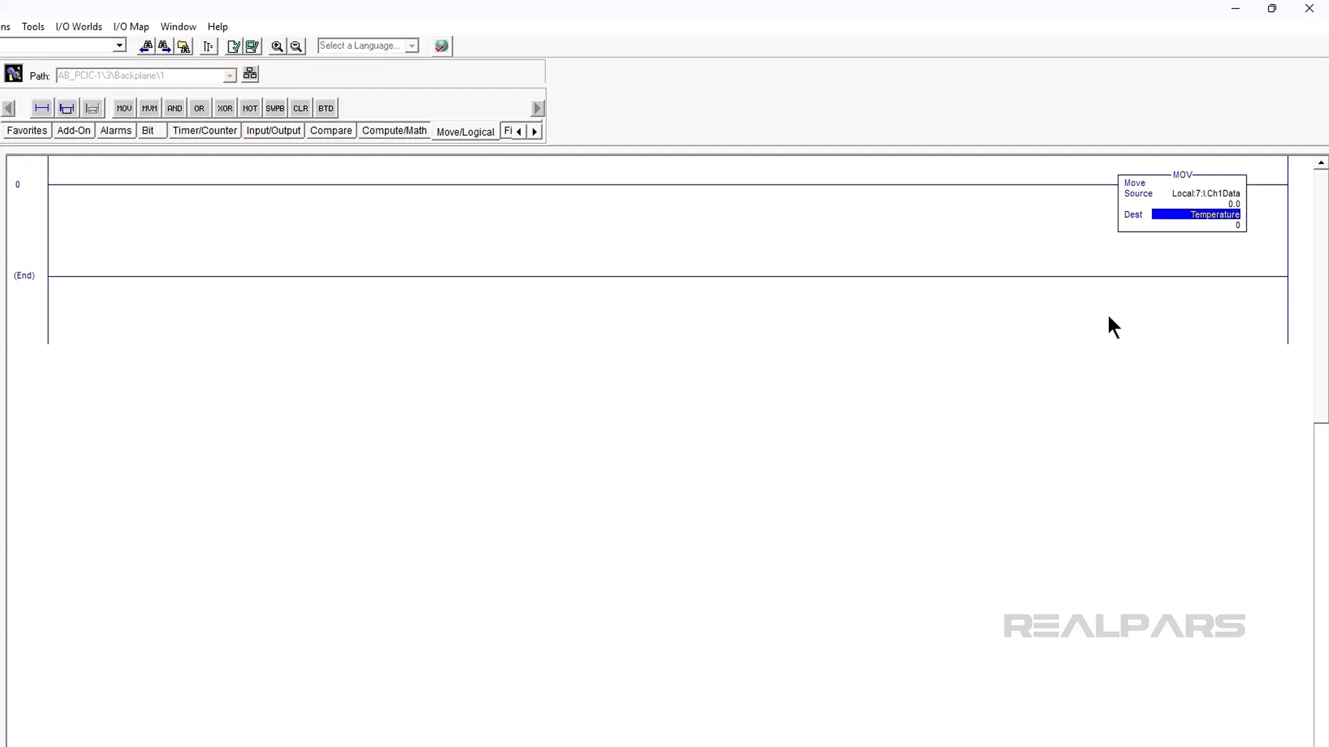 MOV instruction in PLCLogix.