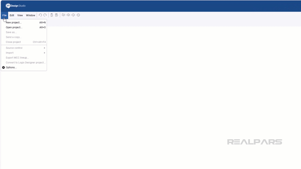 Create a new project in FactoryTalk Design Studio