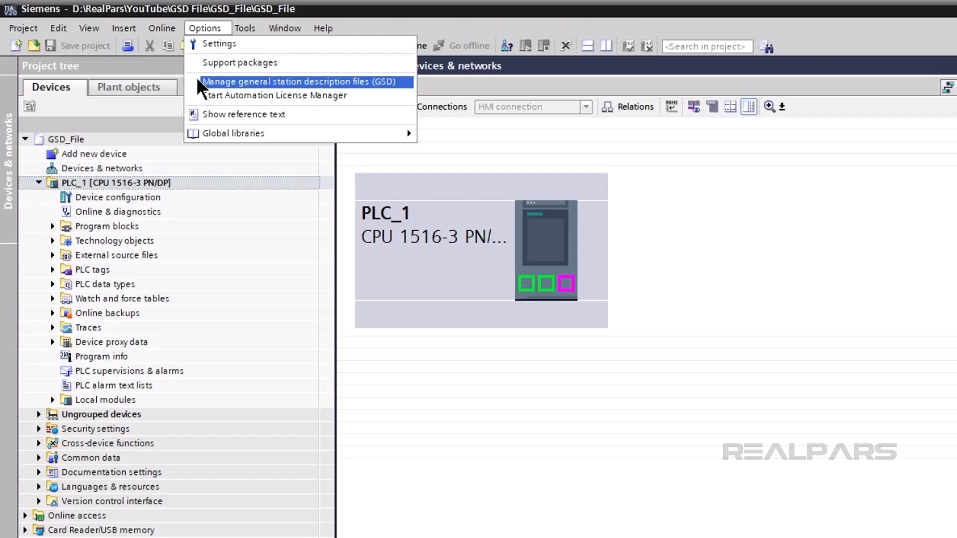 Import the GSD File into TIA Portal.
