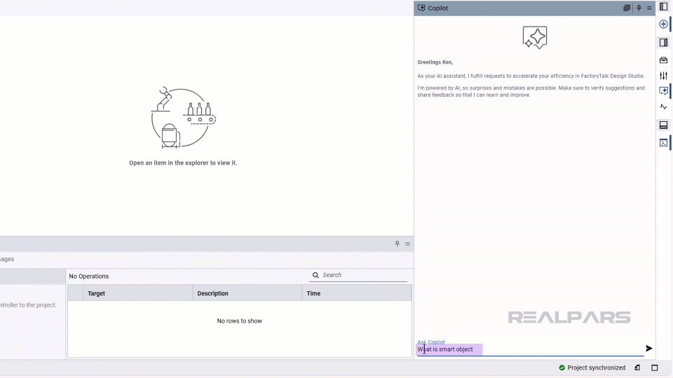Using Copilot to explain product features in FactoryTalk Design Studio
