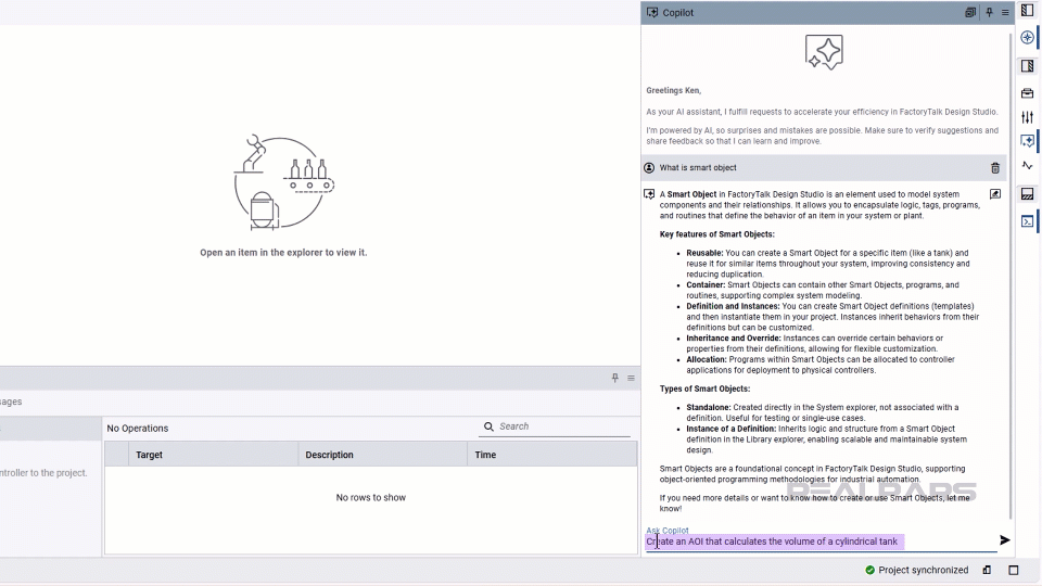 Using Copilot to generate code in FactoryTalk Design Studio