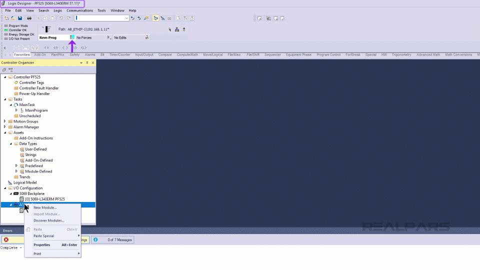 Add a PowerFlex 525 Drive to a Studio 5000 Logix Designer project