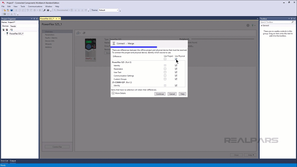 Synchronize parameters with the drive