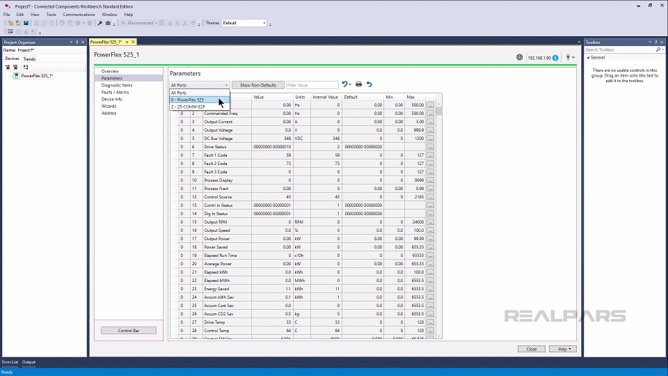 Configure a PowerFlex 525 Drive using parameter groups