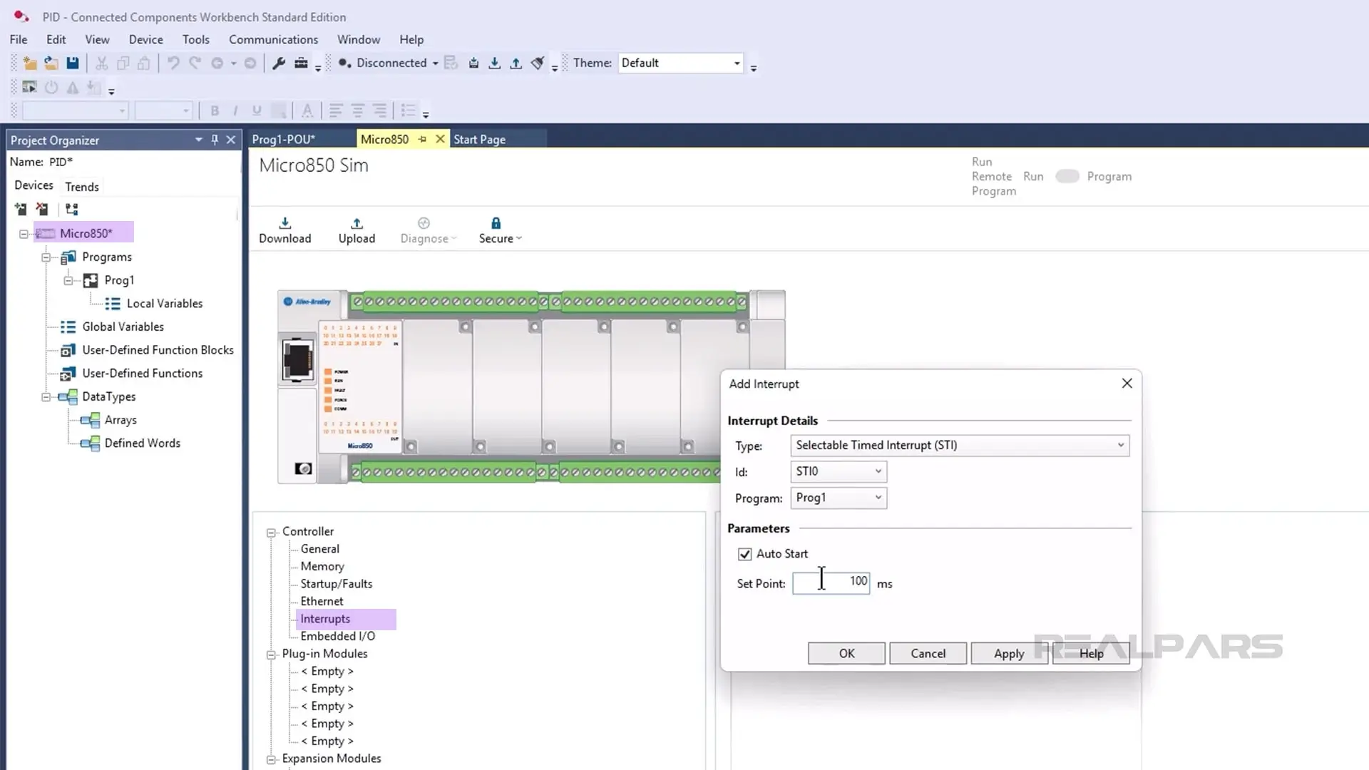 Interrupts in Connected Components Workbench
