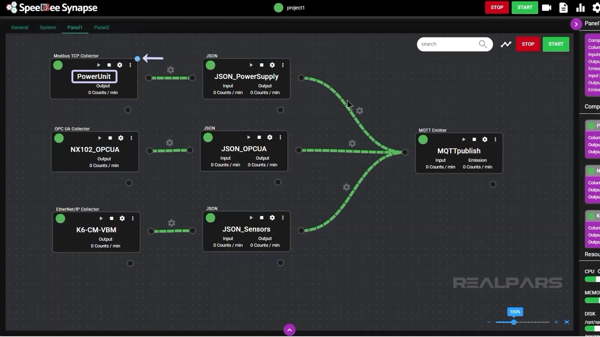 Power Unit collector in SpeeDBee Synapse