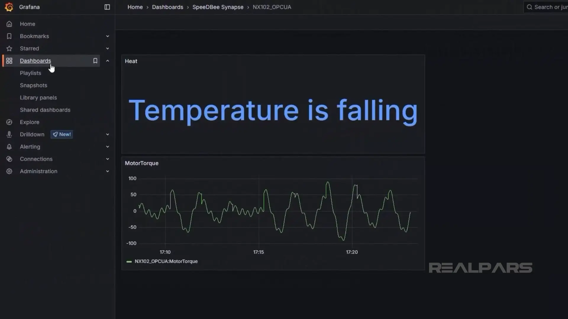 Motor Torque and temperature in Grafana