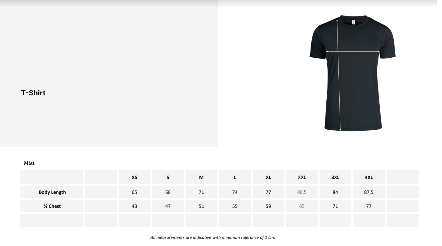 Storleksguide T-Shirt

