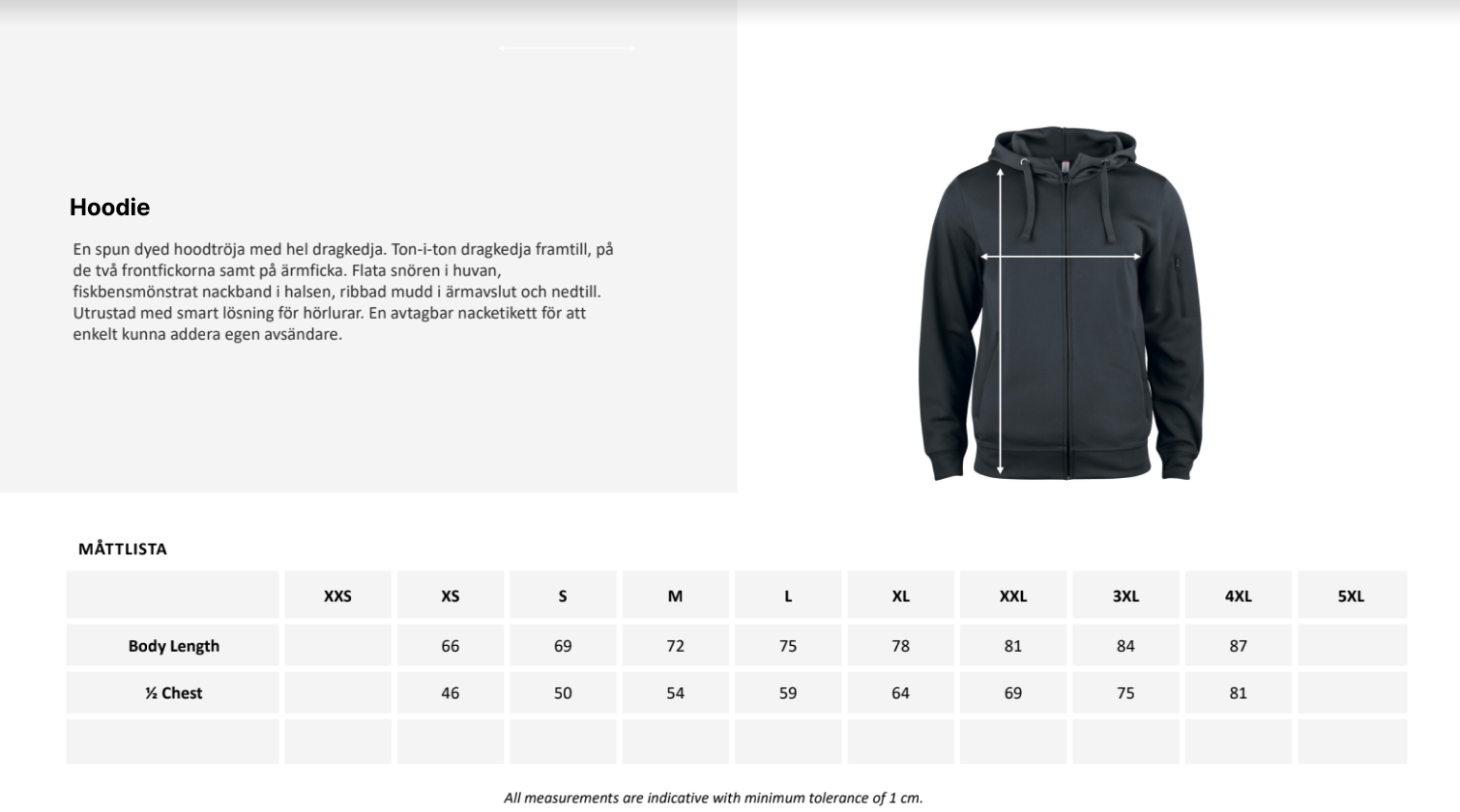 Storleksguide Hoodie