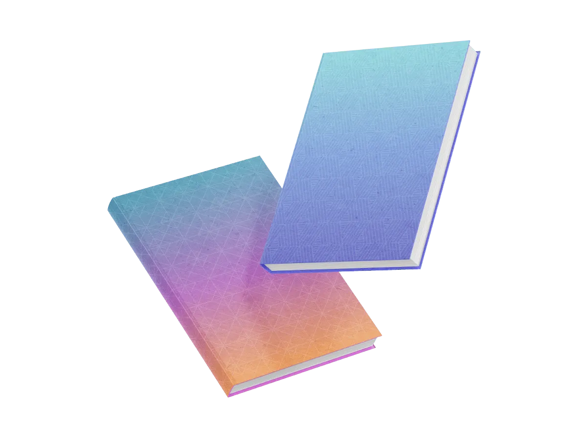 Two notebooks with gradient cover on pink background