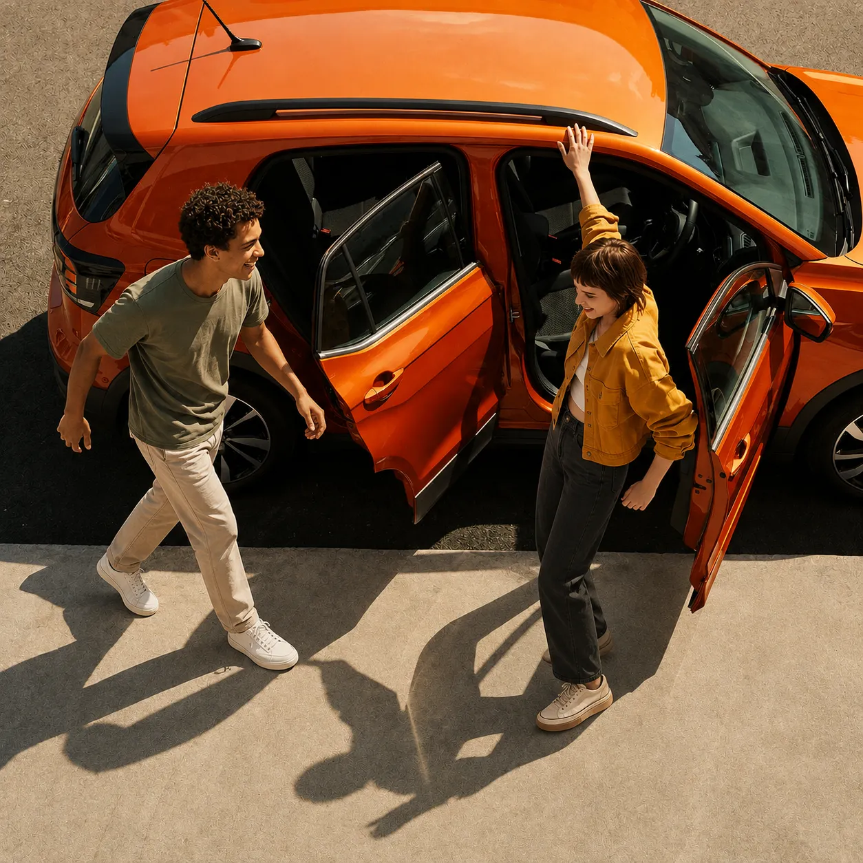 People carpooling together