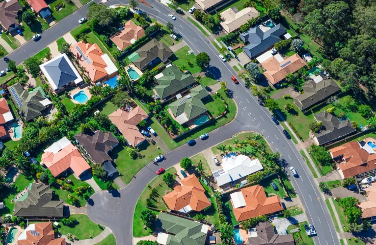 Aerial view of Australian houses