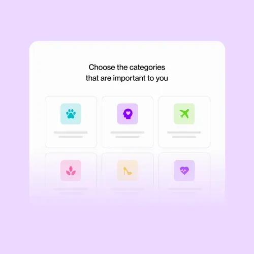 A graphic representing the ability to choose categories that are important to you