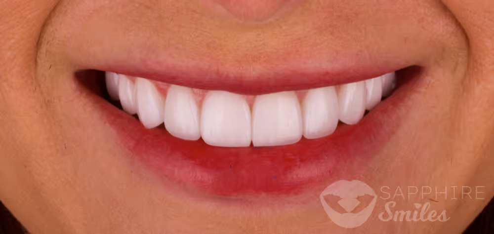 Before and after of patient's teeth after receiving veneers