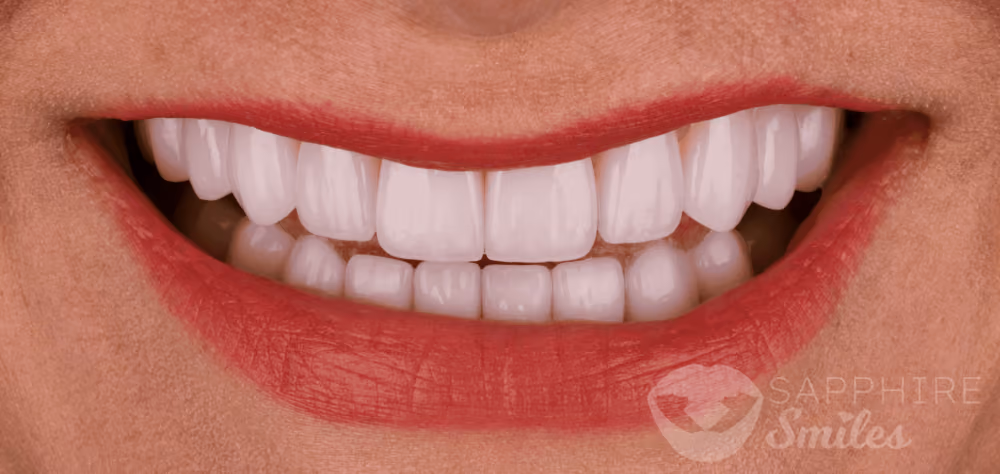 Before and after of patient's teeth after receiving veneers