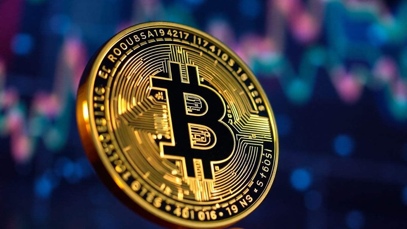 Digital token with glowing circuitry patterns