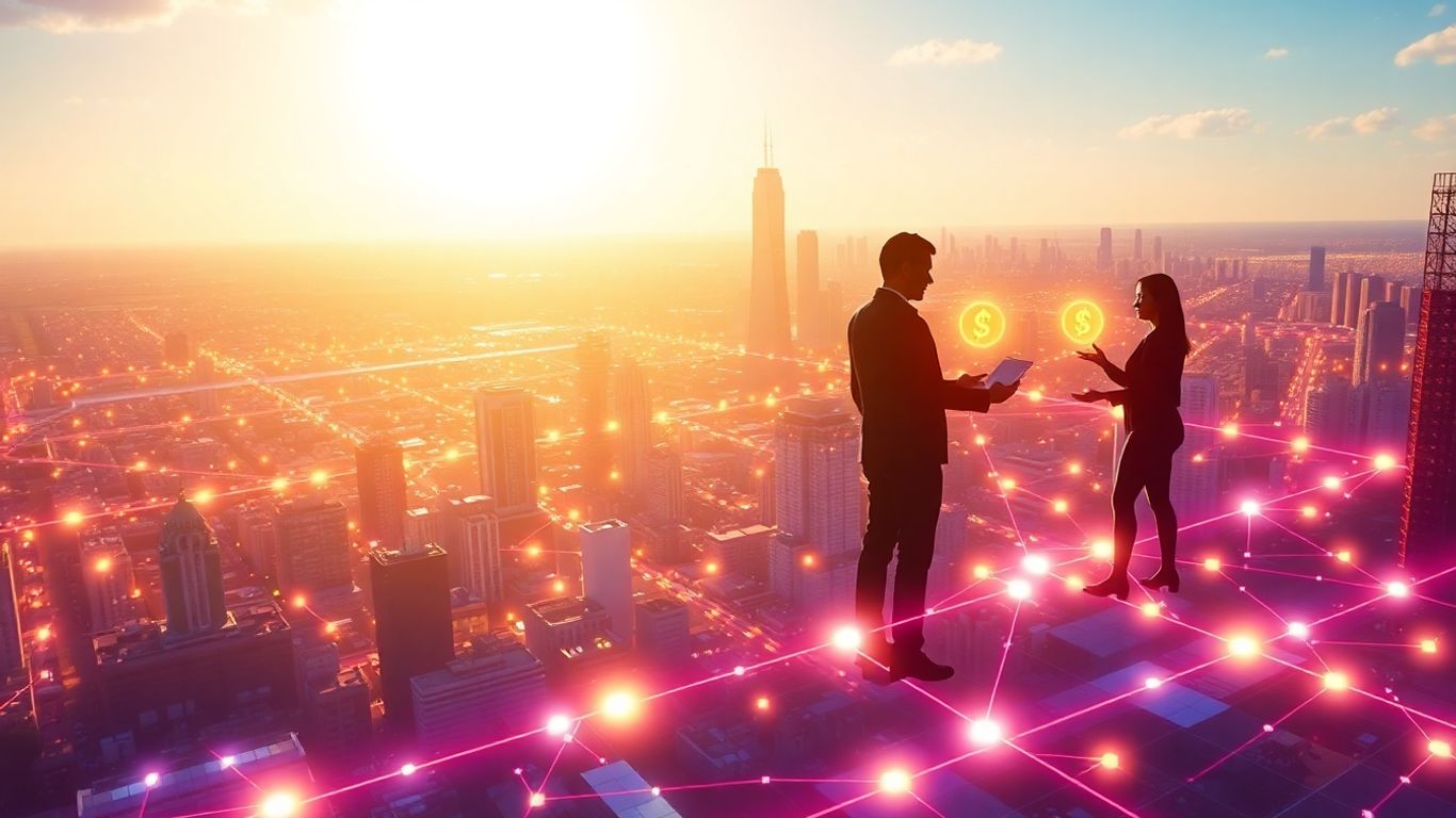 Blockchain energy trading network in a city.