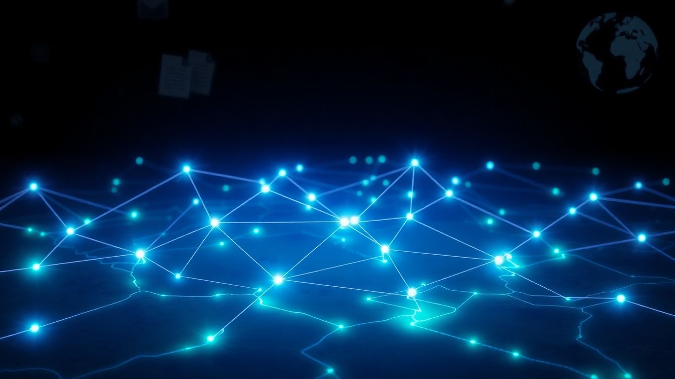 Digital land registry network over landscape