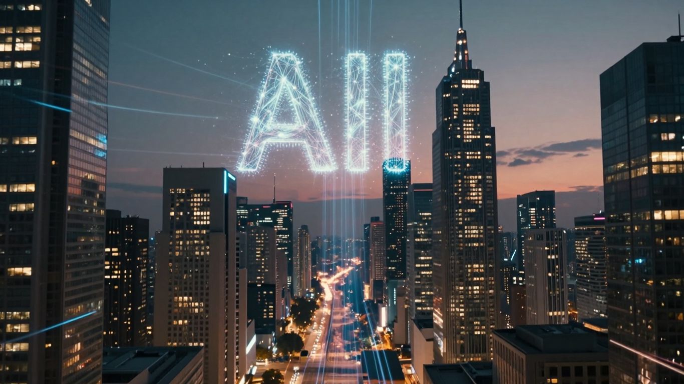 Futuristic city with AI element