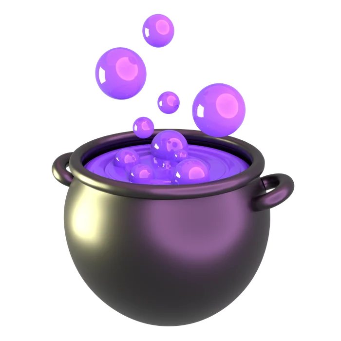 Bubbling magic cauldron