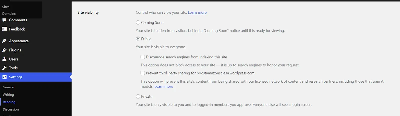 Check Your WordPress Visibility Settings