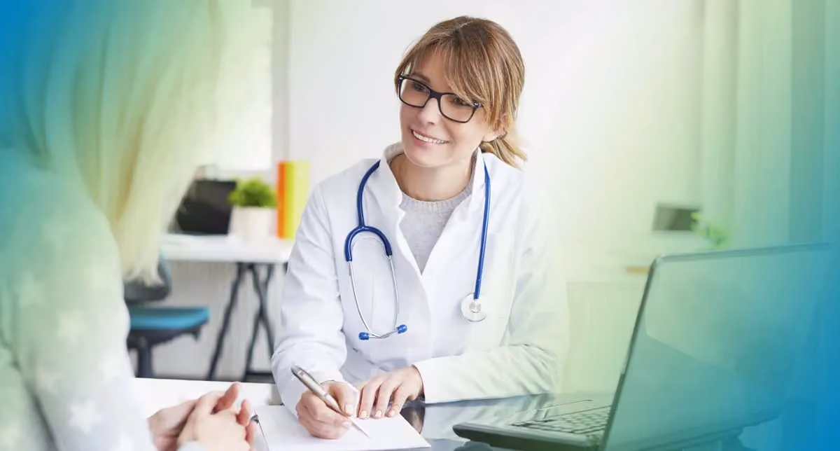 A physician works with a patient in an office setting to handle the nuances and complexities of their access to diagnostic testing.